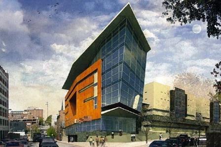 Architectural rendering for proposed modern correctional facility within Baltimore City Maryland